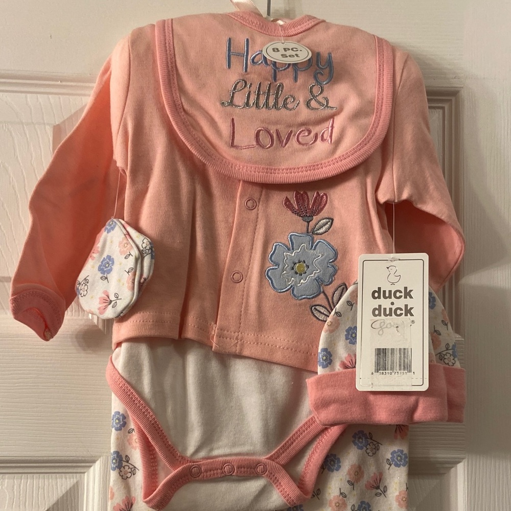 Duck Duck Baby Pink Floral Matching Set